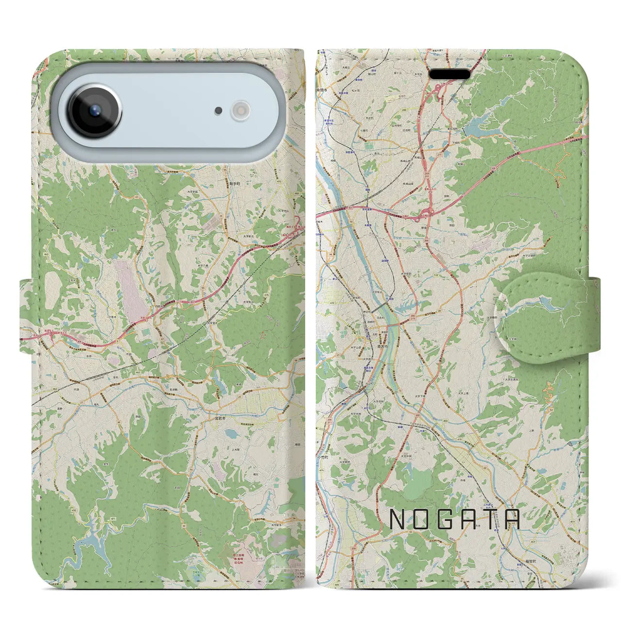 【直方（福岡県）】地図柄iPhoneケース（手帳タイプ）