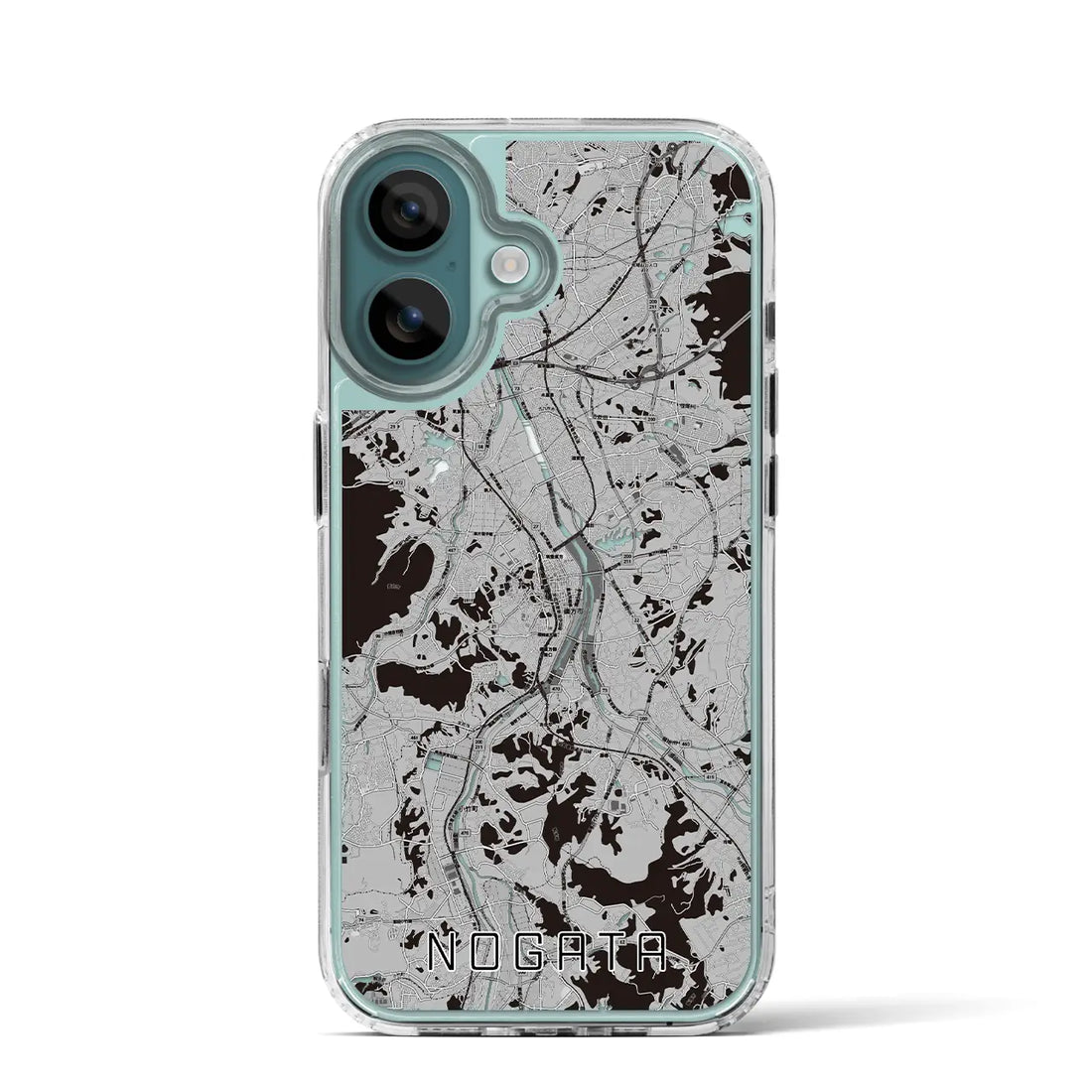 【直方(福岡県)】地図柄iPhoneケース(MagSafeタイプ)モノトーン・iPhone 16 Pro 用