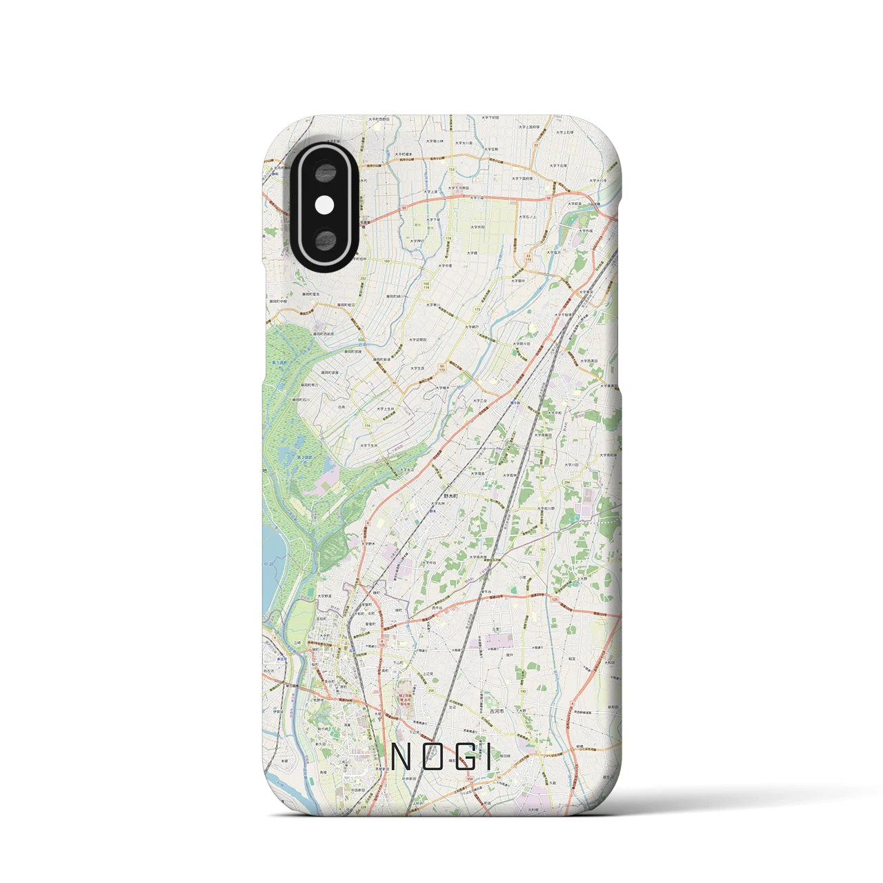 【野木（栃木県）】地図柄iPhoneケース（バックカバータイプ）ナチュラル・iPhone XS / X 用