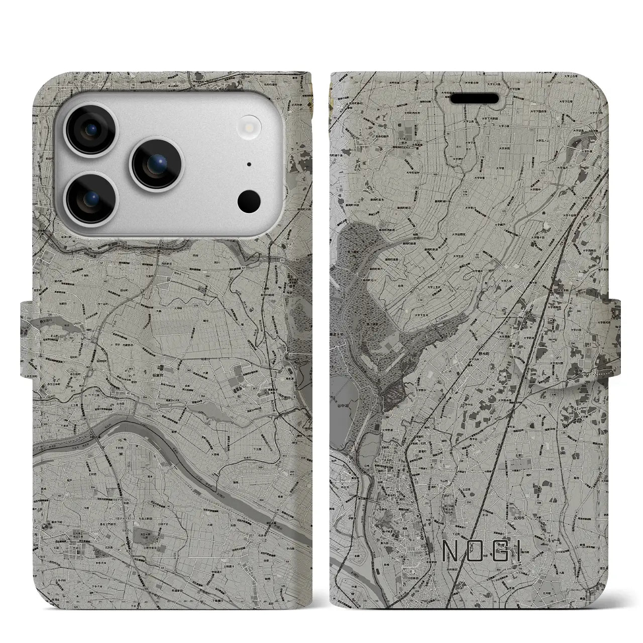 【野木（栃木県）】地図柄iPhoneケース（手帳タイプ）