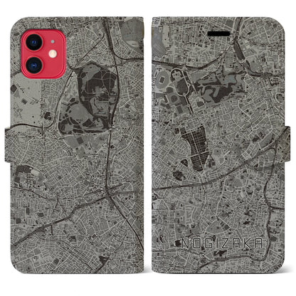 【乃木坂（東京都）】地図柄iPhoneケース（手帳タイプ）モノトーン・iPhone 11 用