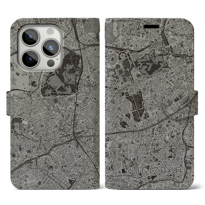 【乃木坂（東京都）】地図柄iPhoneケース（手帳タイプ）モノトーン・iPhone 15 Pro 用