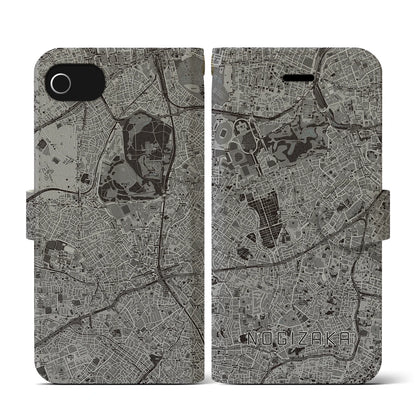 【乃木坂（東京都）】地図柄iPhoneケース（手帳タイプ）モノトーン・iPhone SE（第3 / 第2世代） / 8 / 7 / 6s / 6 用