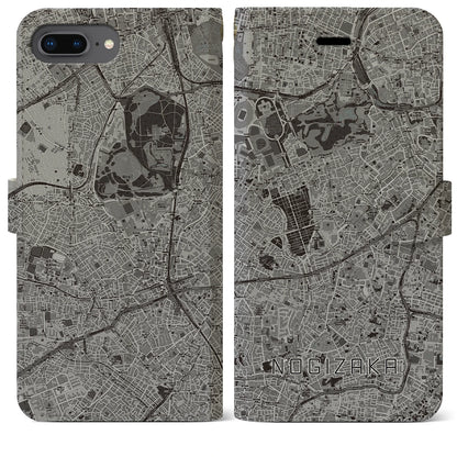 【乃木坂（東京都）】地図柄iPhoneケース（手帳タイプ）モノトーン・iPhone 8Plus /7Plus / 6sPlus / 6Plus 用
