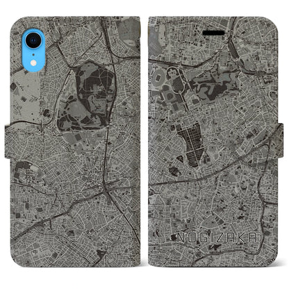 【乃木坂（東京都）】地図柄iPhoneケース（手帳タイプ）モノトーン・iPhone XR 用