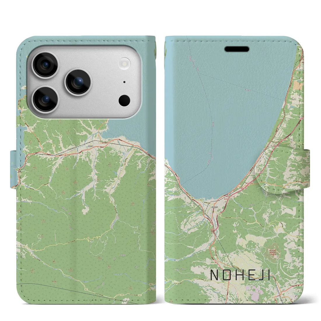 【野辺地（青森県）】地図柄iPhoneケース（手帳タイプ）モノトーン・iPhone 17 Pro Max 用