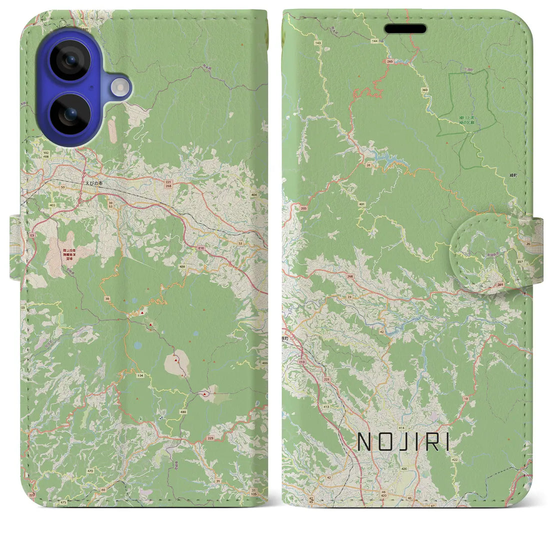 【野尻（宮崎県）】地図柄iPhoneケース（手帳タイプ）モノトーン・iPhone 16 Pro Max 用