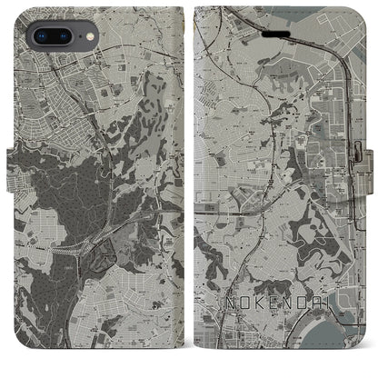 【能見台（神奈川県）】地図柄iPhoneケース（手帳タイプ）モノトーン・iPhone 8Plus /7Plus / 6sPlus / 6Plus 用