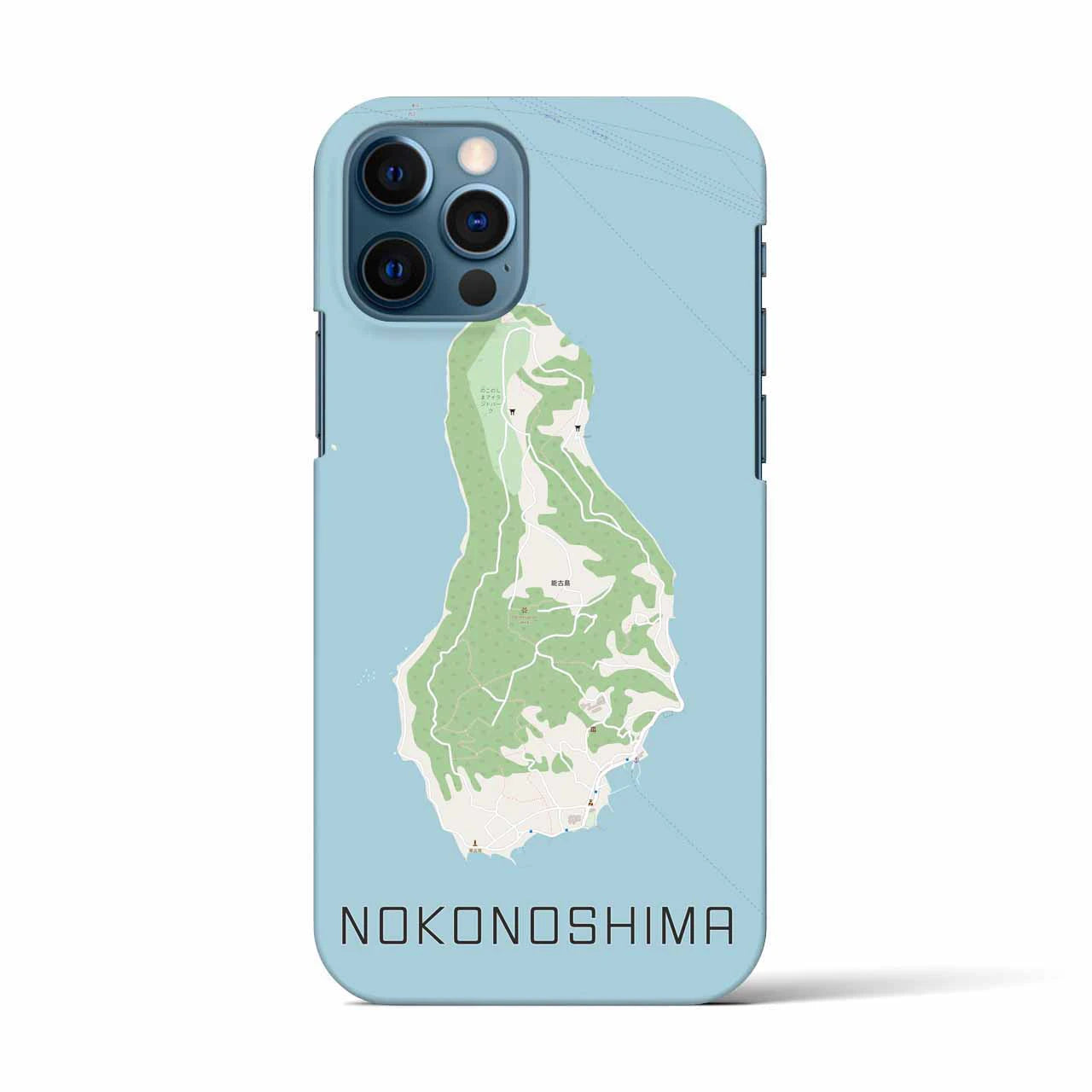 【能古島（福岡県）】地図柄iPhoneケース（バックカバータイプ）ナチュラル・iPhone 12 / 12 Pro 用