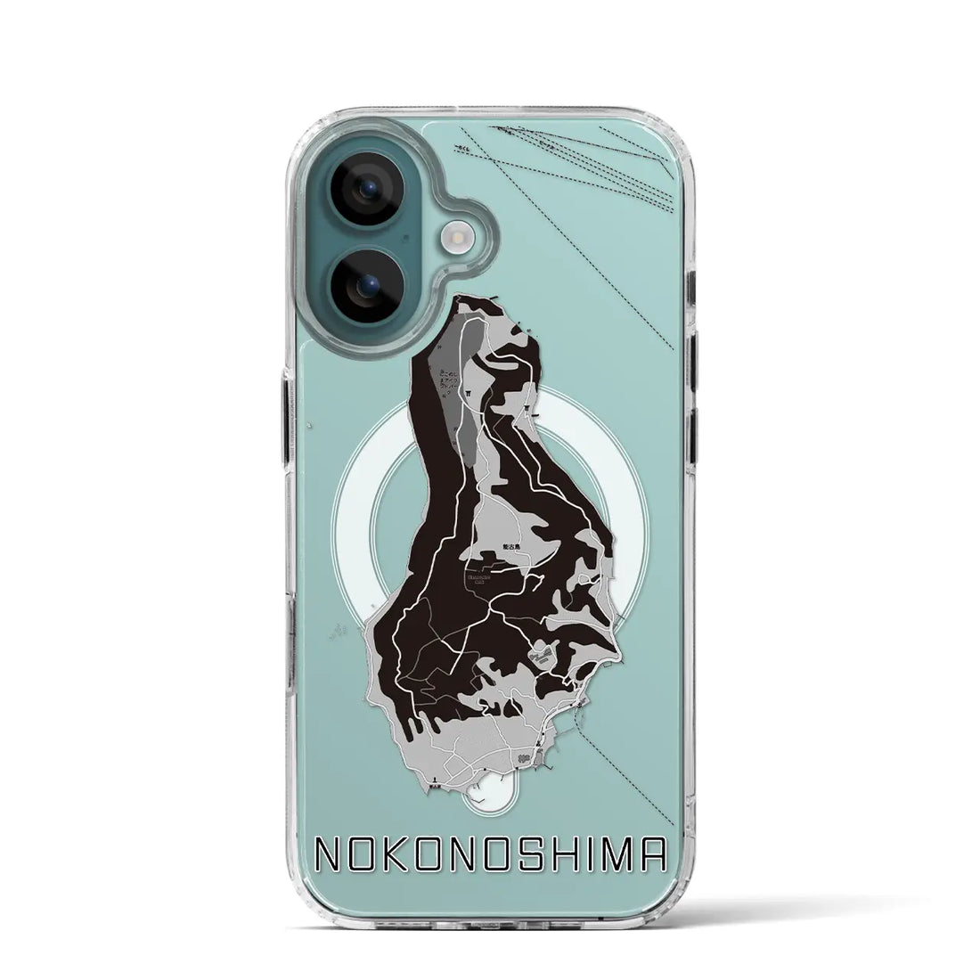 【能古島(福岡県)】地図柄iPhoneケース(MagSafeタイプ)モノトーン・iPhone 16 Pro 用