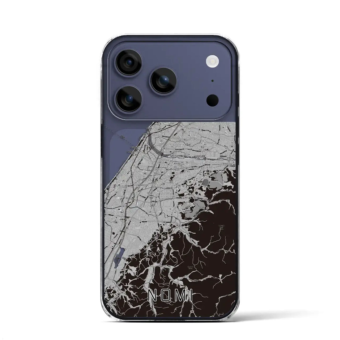 【能美（石川県）】地図柄iPhoneケース（クリアタイプ）モノトーン・iPhone 17 Pro Max 用