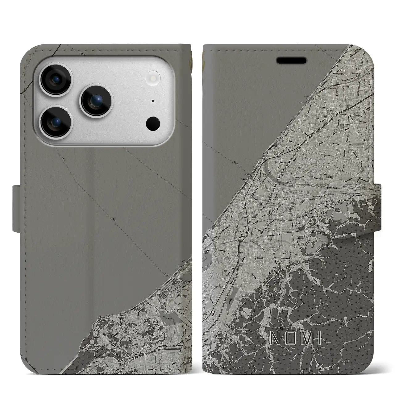 【能美（石川県）】地図柄iPhoneケース（手帳タイプ）