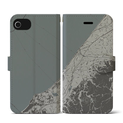 【能美（石川県）】地図柄iPhoneケース（手帳タイプ）モノトーン・iPhone SE（第3 / 第2世代） / 8 / 7 / 6s / 6 用