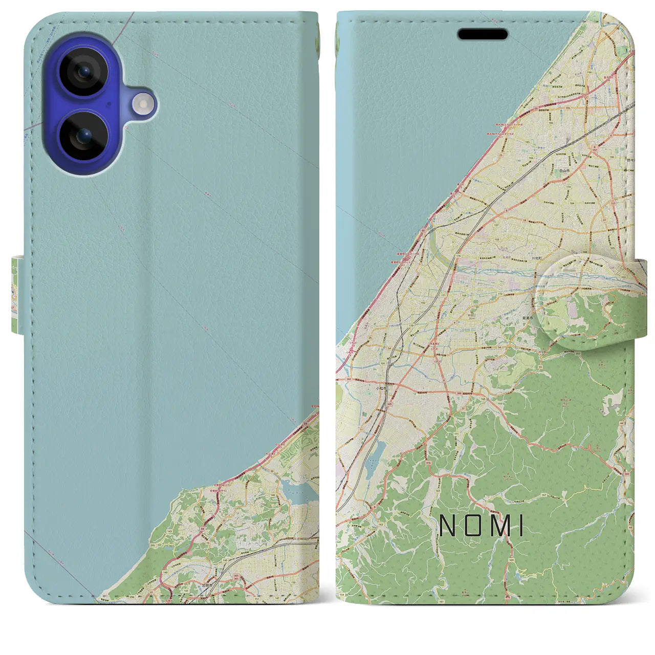 【能美（石川県）】地図柄iPhoneケース（手帳タイプ）ナチュラル・iPhone 16 Pro Max 用