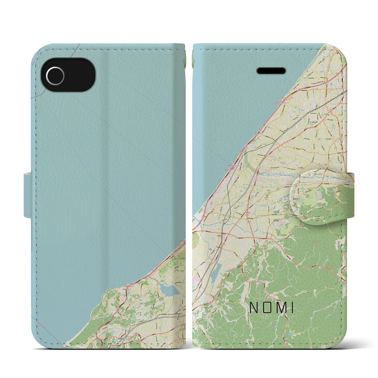 【能美（石川県）】地図柄iPhoneケース（手帳タイプ）