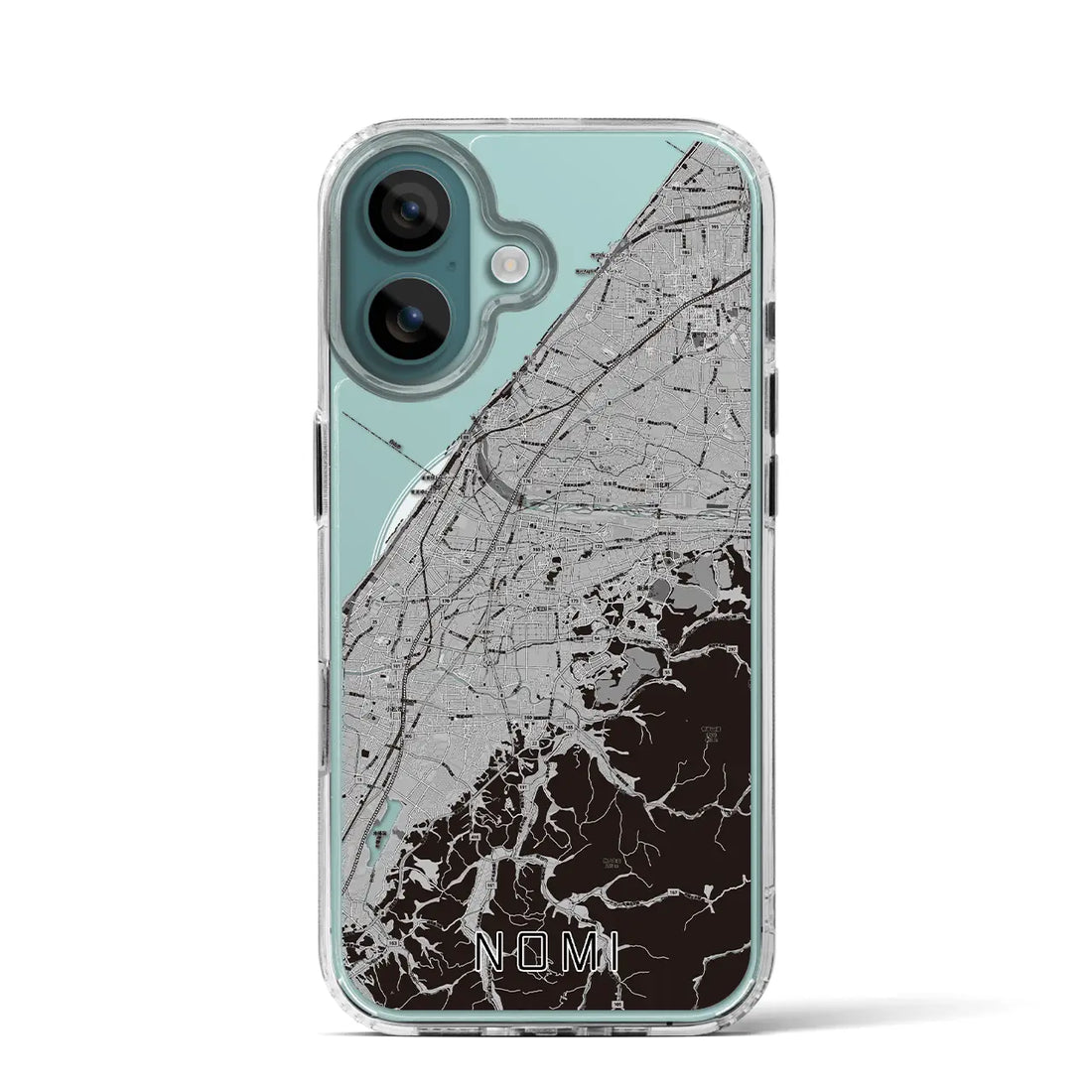 【能美（石川県）】地図柄iPhoneケース（MagSafeタイプ）モノトーン・iPhone 16 Pro 用