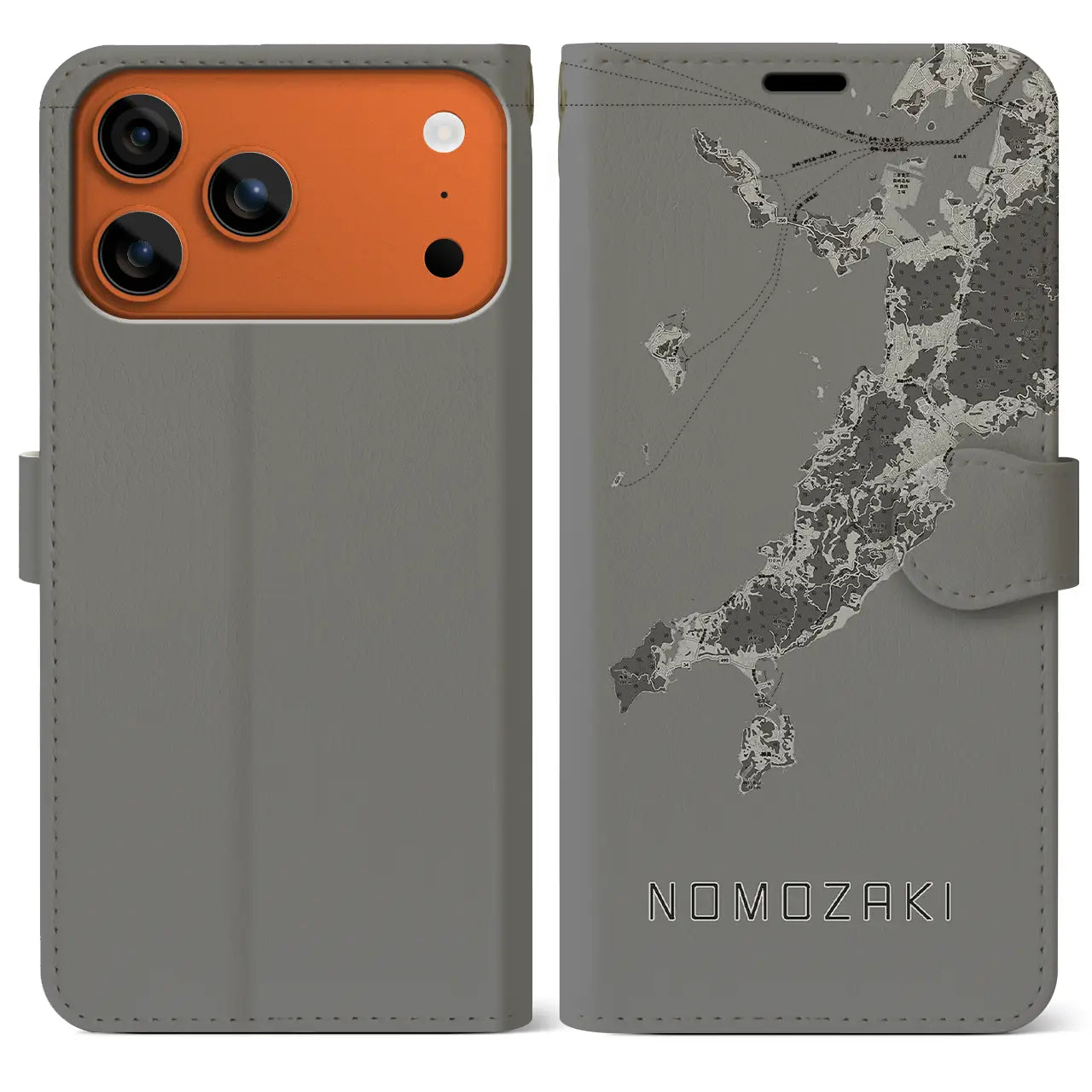 【野母崎（長崎県）】地図柄iPhoneケース（手帳タイプ）