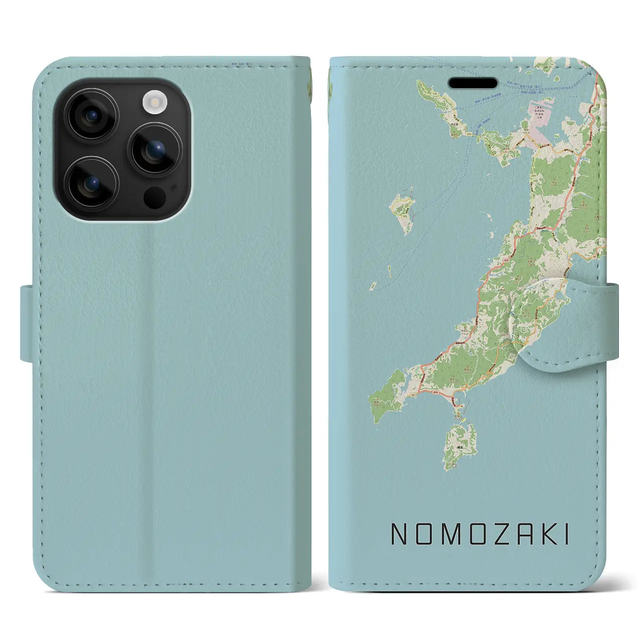 【野母崎（長崎県）】地図柄iPhoneケース（手帳タイプ）ナチュラル・iPhone 16 用