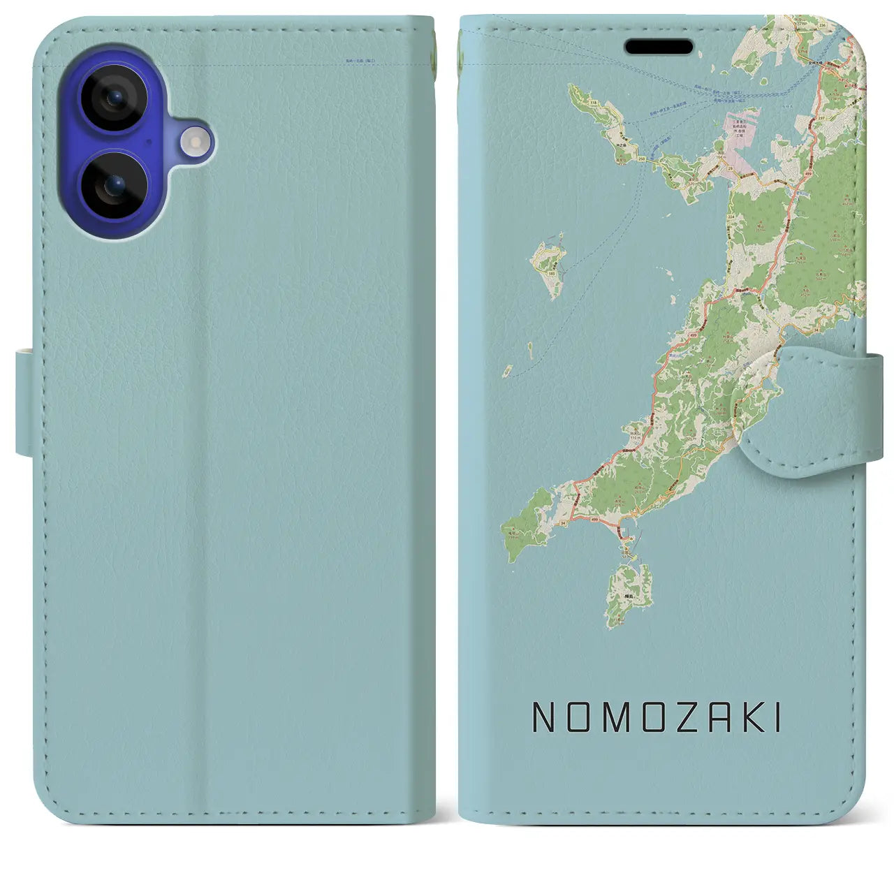 【野母崎（長崎県）】地図柄iPhoneケース（手帳タイプ）ナチュラル・iPhone 16 Pro Max 用