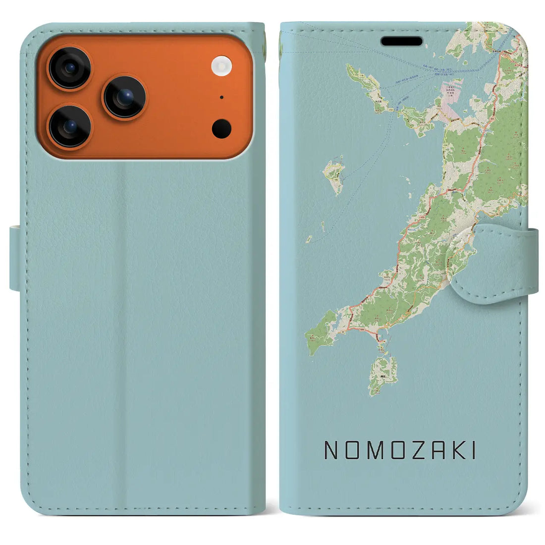 【野母崎（長崎県）】地図柄iPhoneケース（手帳タイプ）ナチュラル・iPhone 17 Pro Max 用