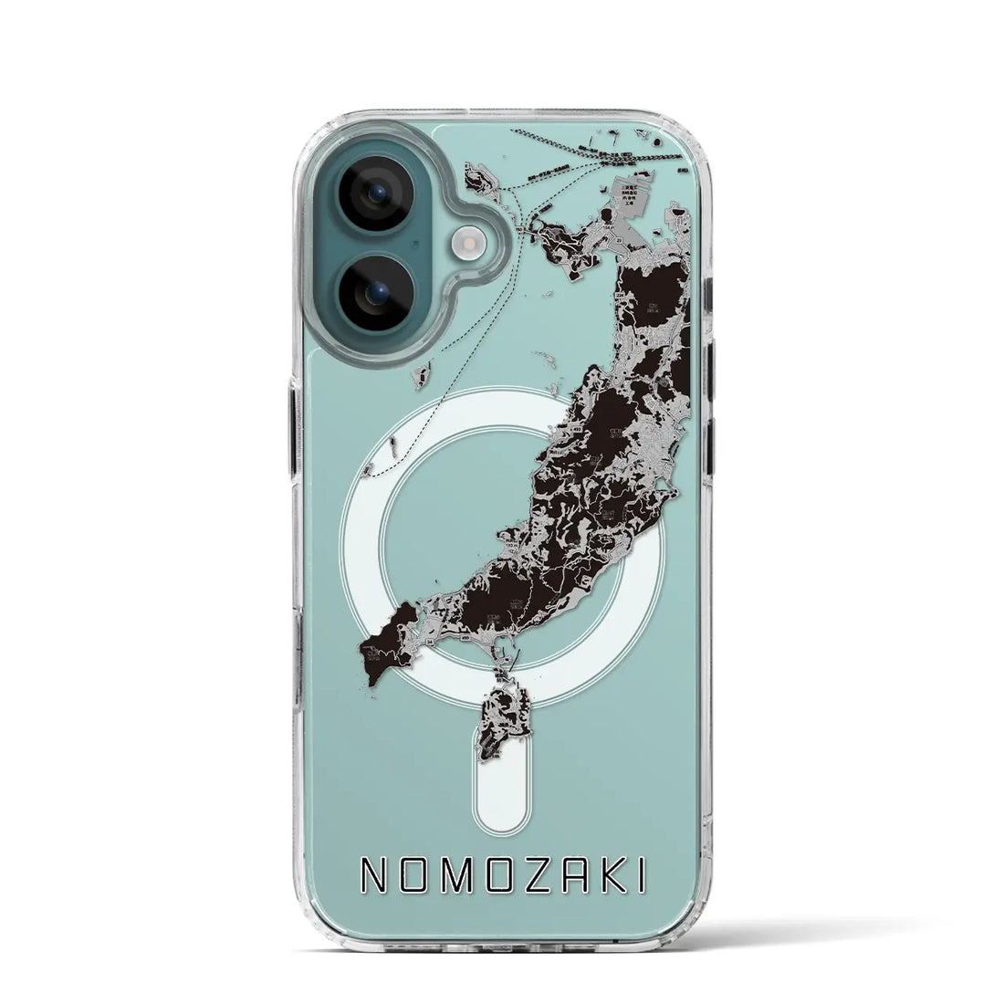 【野母崎(長崎県)】地図柄iPhoneケース(MagSafeタイプ)モノトーン・iPhone 16 Pro 用