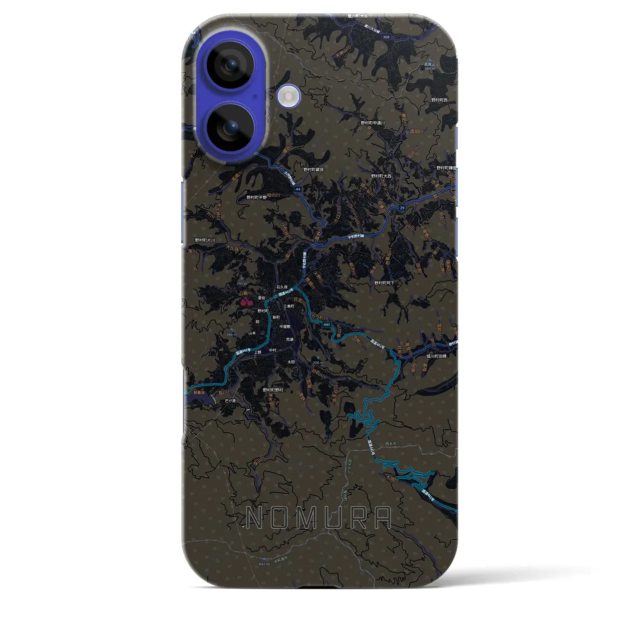 【野村（愛媛県）】地図柄iPhoneケース（バックカバータイプ）