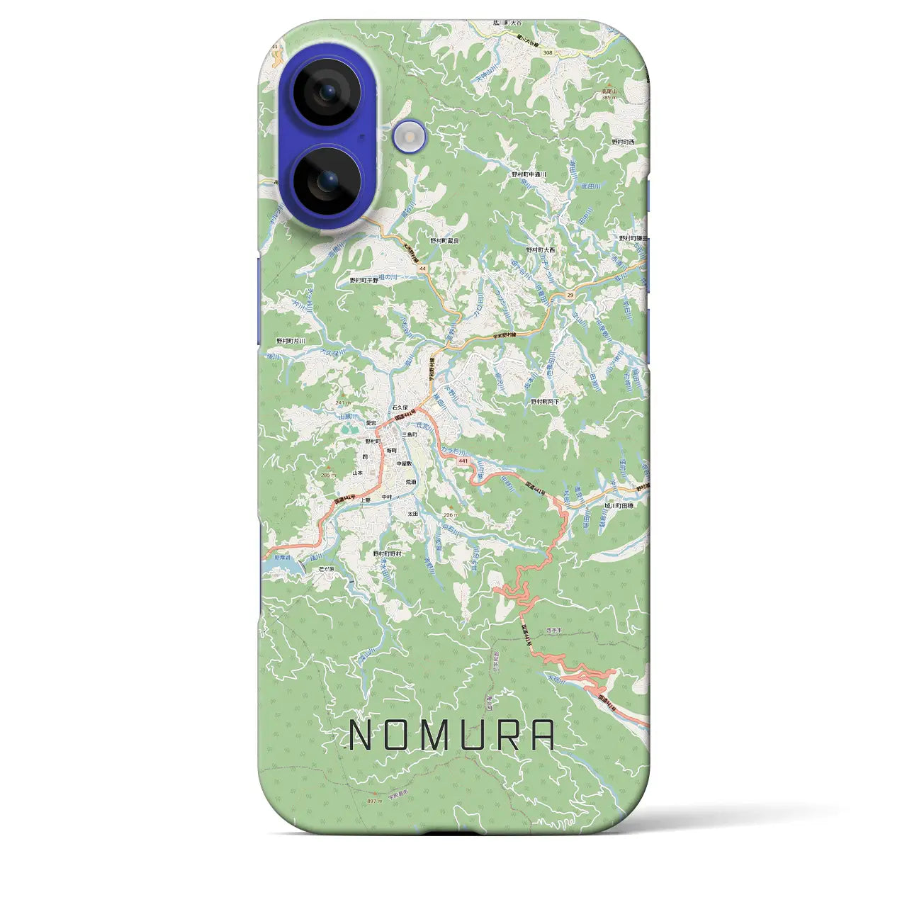 【野村（愛媛県）】地図柄iPhoneケース（バックカバータイプ）