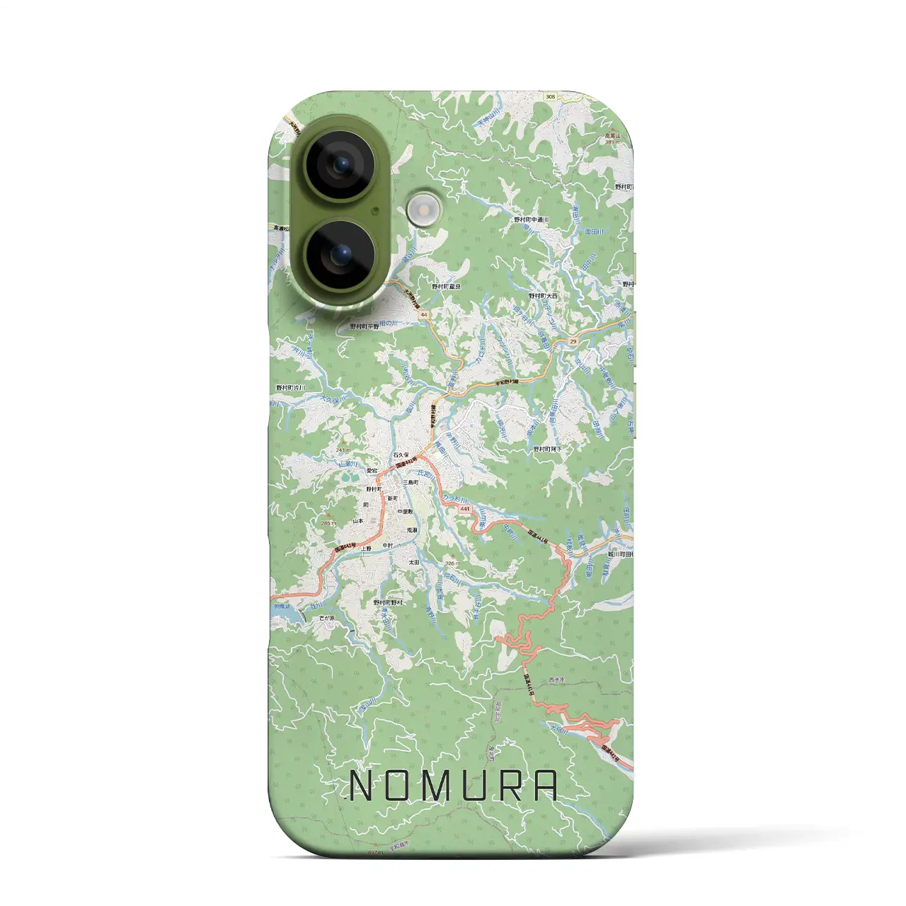 【野村（愛媛県）】地図柄iPhoneケース（バックカバータイプ）ブラック・iPhone 17 Pro Max 用