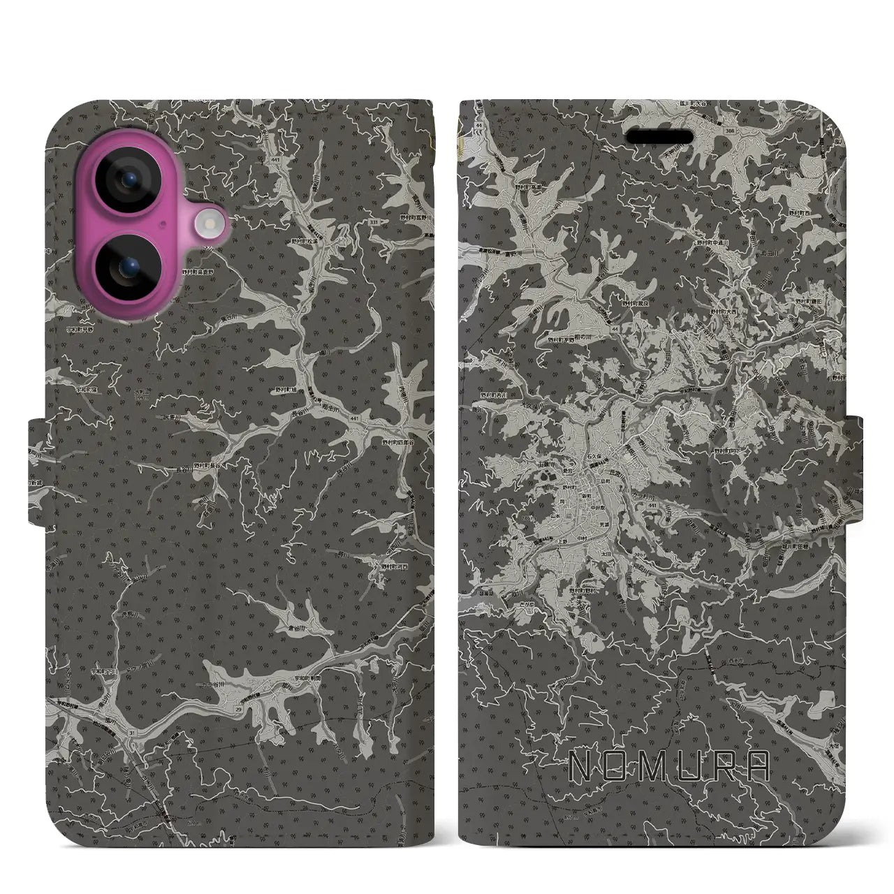 【野村（愛媛県）】地図柄iPhoneケース（手帳タイプ）