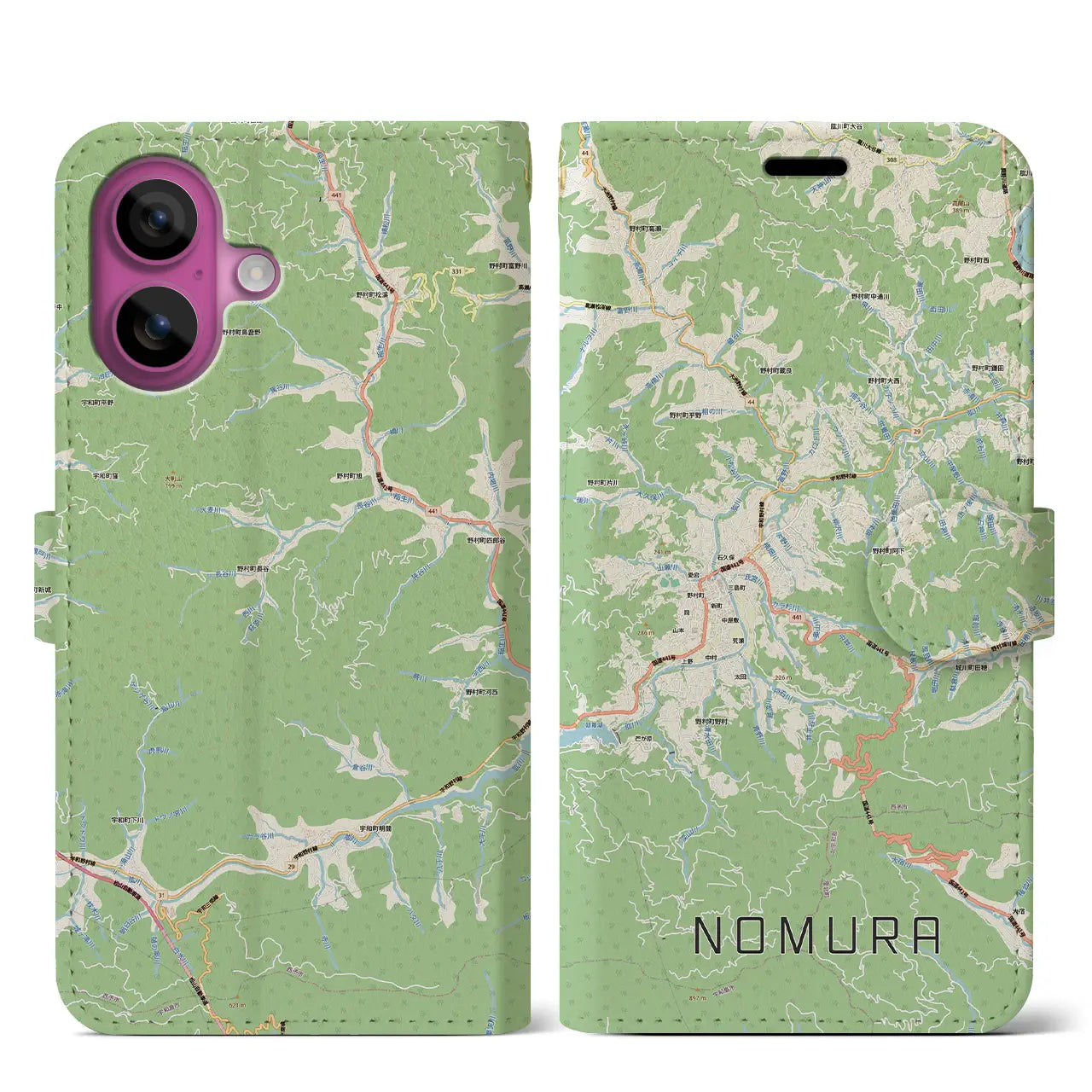 【野村（愛媛県）】地図柄iPhoneケース（手帳タイプ）