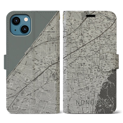 【野々市（石川県）】地図柄iPhoneケース（手帳タイプ）モノトーン・iPhone 13 用