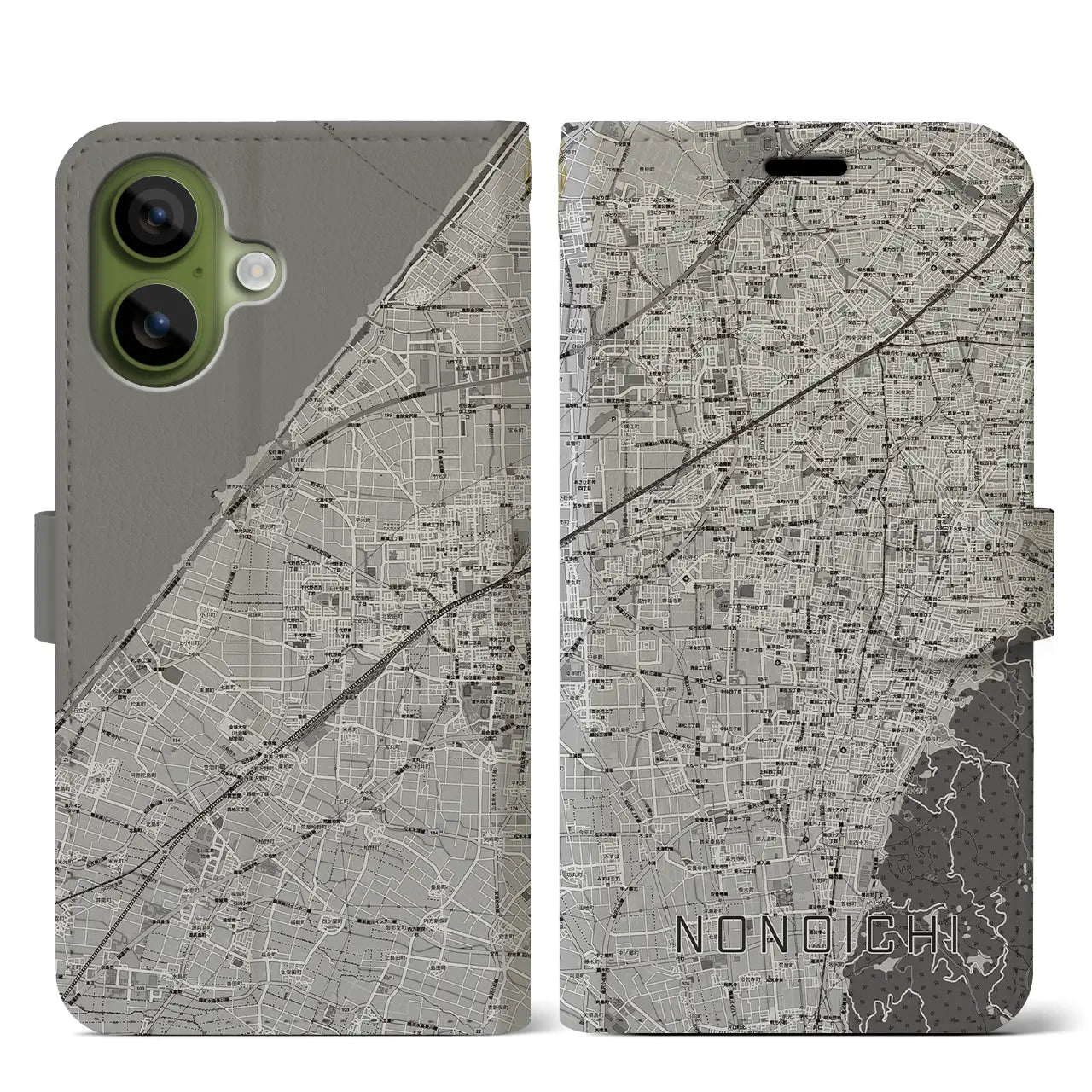 【野々市（石川県）】地図柄iPhoneケース（手帳タイプ）