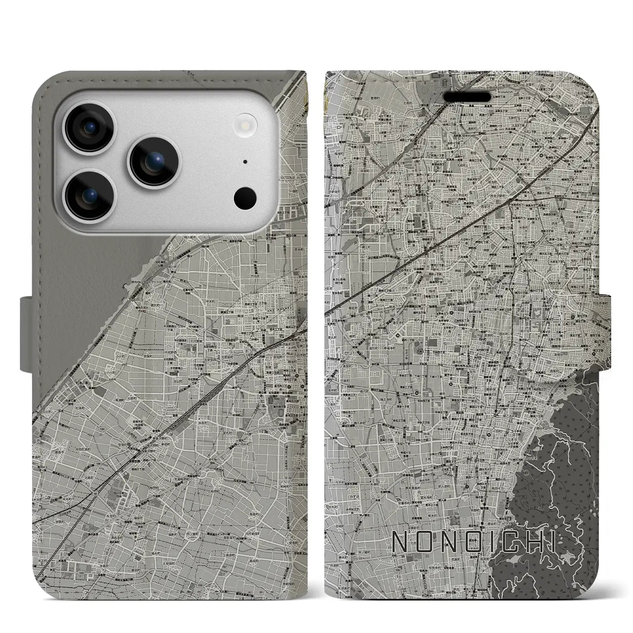 【野々市（石川県）】地図柄iPhoneケース（手帳タイプ）