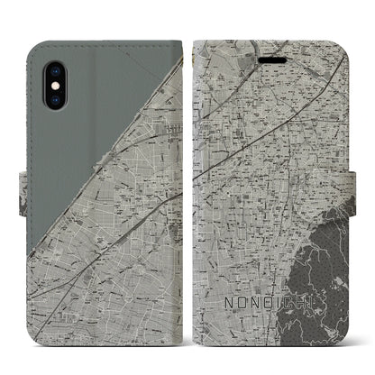 【野々市（石川県）】地図柄iPhoneケース（手帳タイプ）モノトーン・iPhone XS / X 用