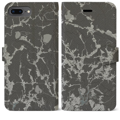 【能勢（大阪府）】地図柄iPhoneケース（手帳タイプ）モノトーン・iPhone 8Plus /7Plus / 6sPlus / 6Plus 用