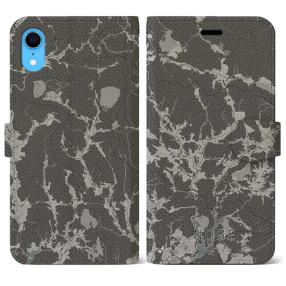 【能勢（大阪府）】地図柄iPhoneケース（手帳タイプ）モノトーン・iPhone XR 用