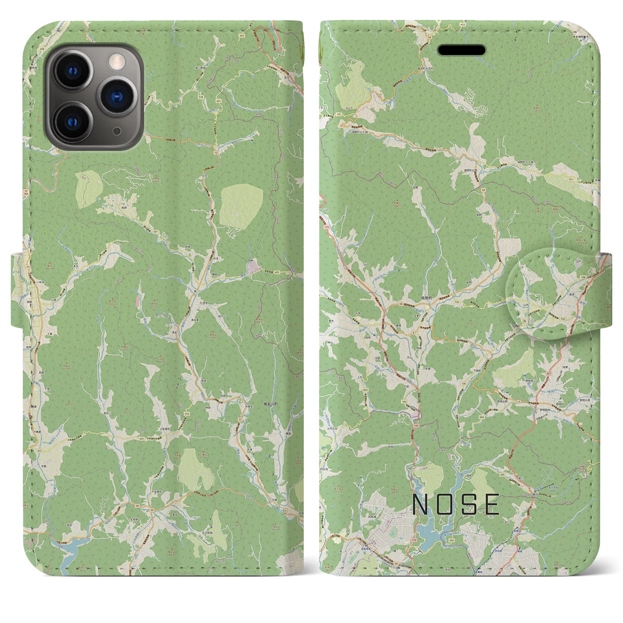 【能勢（大阪府）】地図柄iPhoneケース（手帳タイプ）