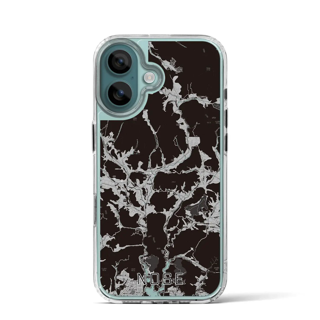 【能勢(大阪府)】地図柄iPhoneケース(MagSafeタイプ)モノトーン・iPhone 16 Pro 用