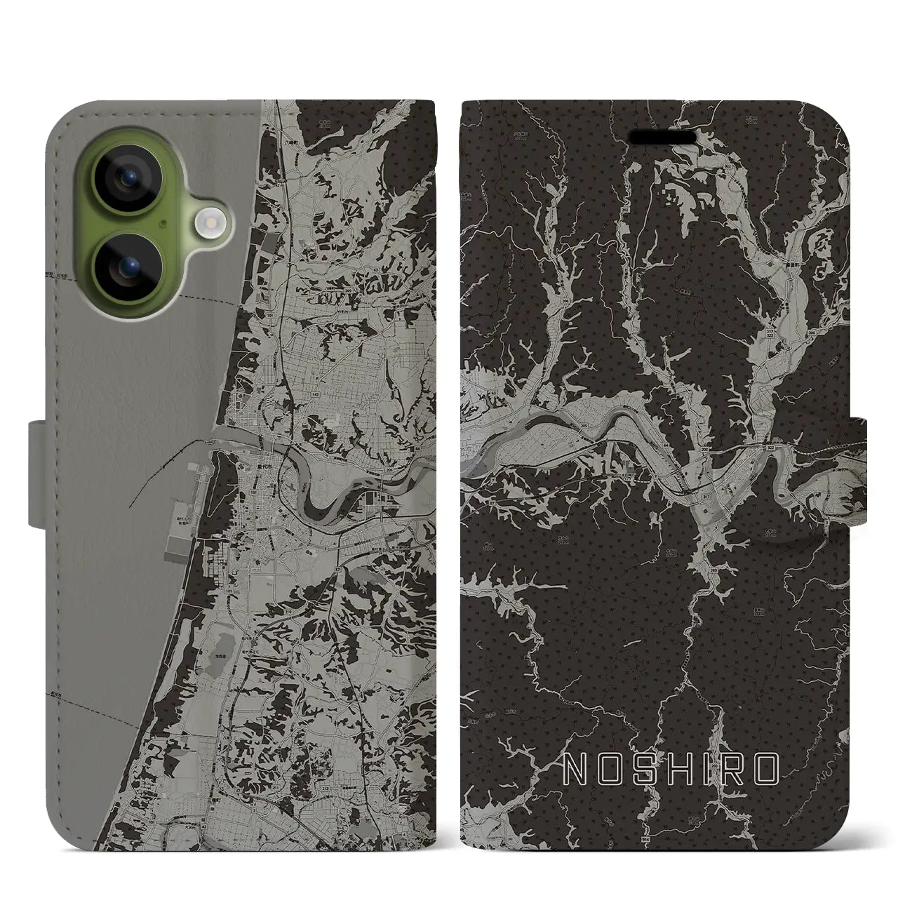 【能代（秋田県）】地図柄iPhoneケース（手帳タイプ）