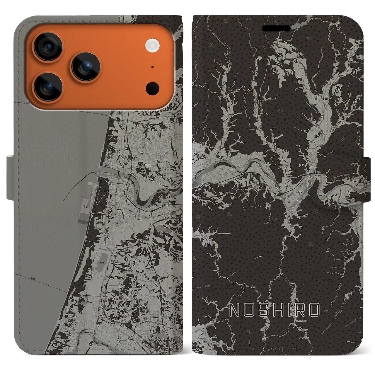 【能代（秋田県）】地図柄iPhoneケース（手帳タイプ）