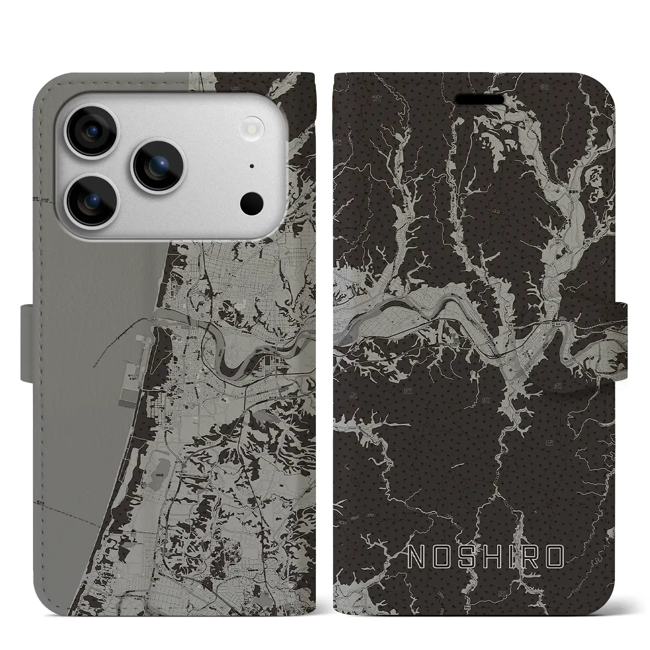 【能代（秋田県）】地図柄iPhoneケース（手帳タイプ）