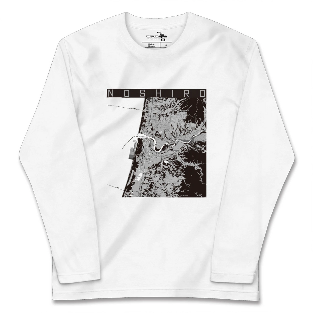 【能代（秋田県）】地図柄ロングスリーブTシャツ