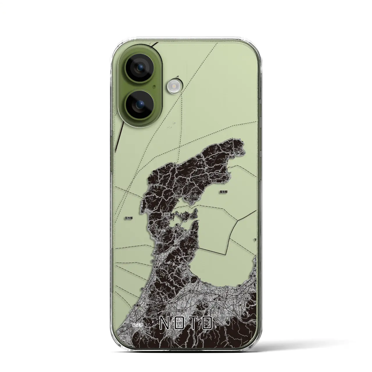 【能登2（石川県）】地図柄iPhoneケース（クリアタイプ）モノトーン・iPhone 17 Pro Max 用