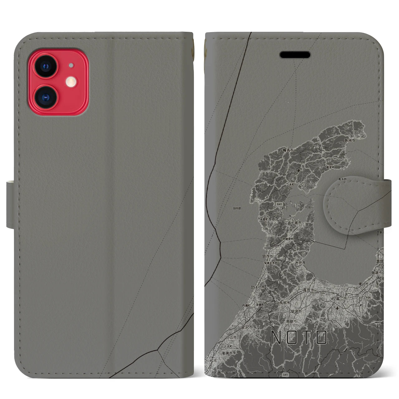 【能登2（石川県）】地図柄iPhoneケース（手帳タイプ）