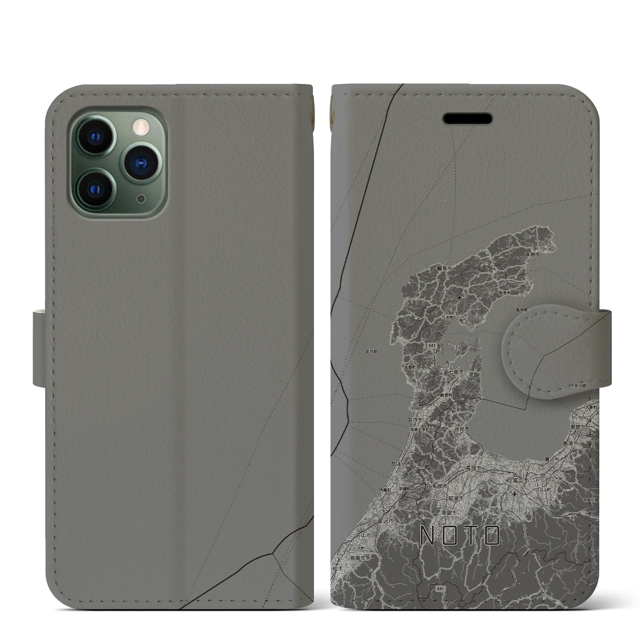 【能登2（石川県）】地図柄iPhoneケース（手帳タイプ）