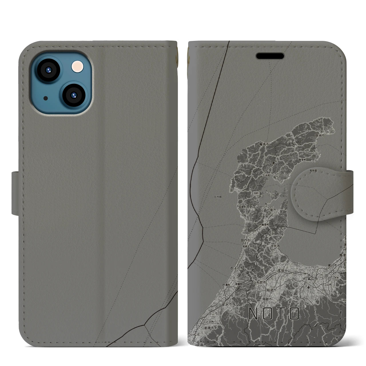 【能登2（石川県）】地図柄iPhoneケース（手帳タイプ）