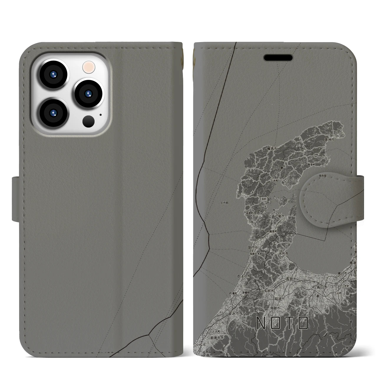 【能登2（石川県）】地図柄iPhoneケース（手帳タイプ）