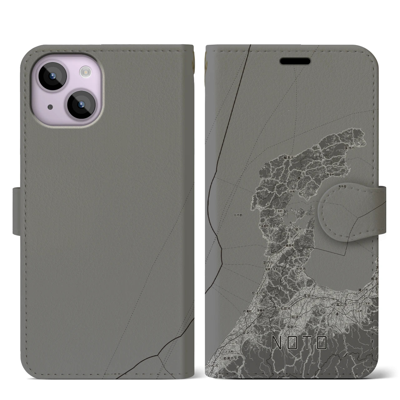 【能登2（石川県）】地図柄iPhoneケース（手帳タイプ）