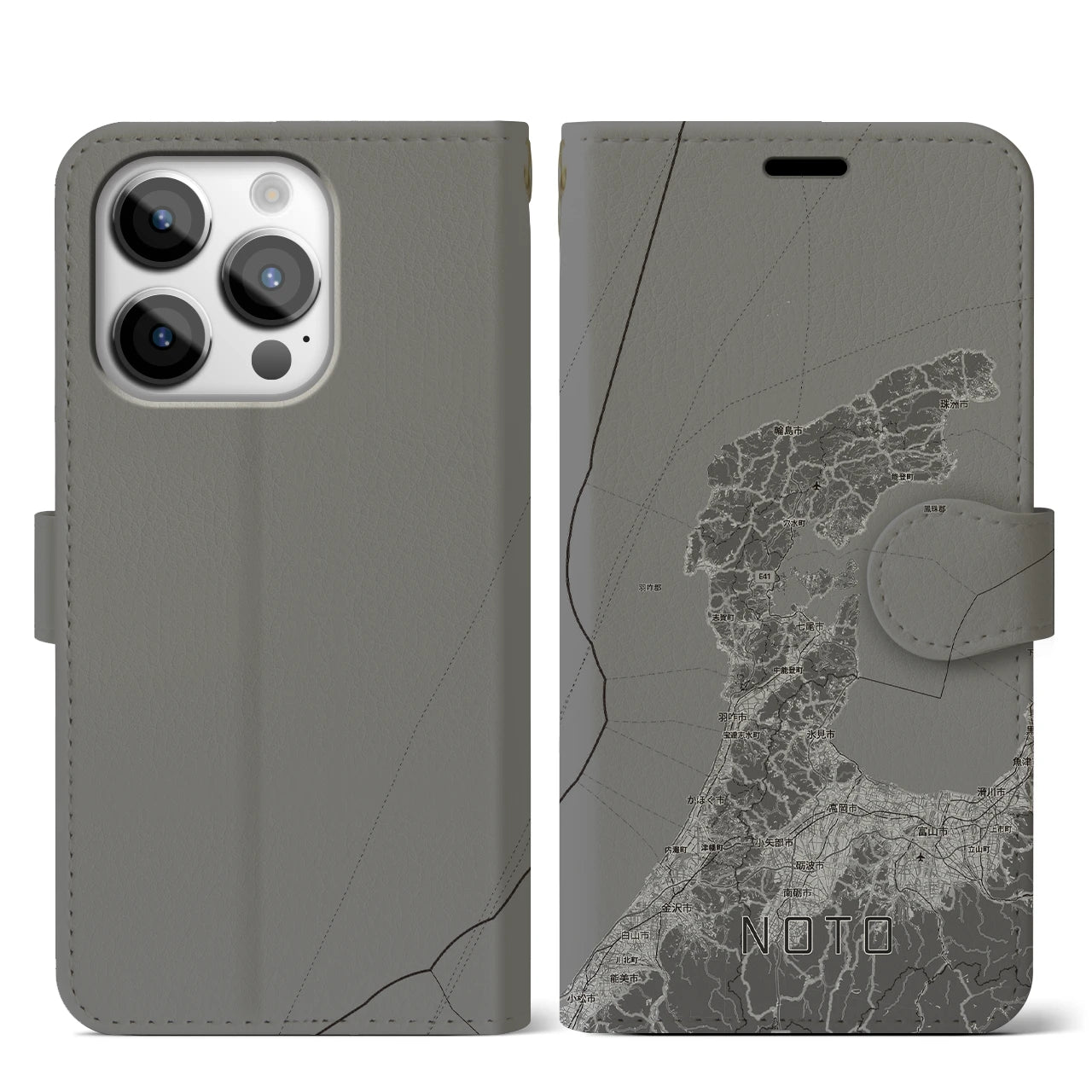 【能登2（石川県）】地図柄iPhoneケース（手帳タイプ）