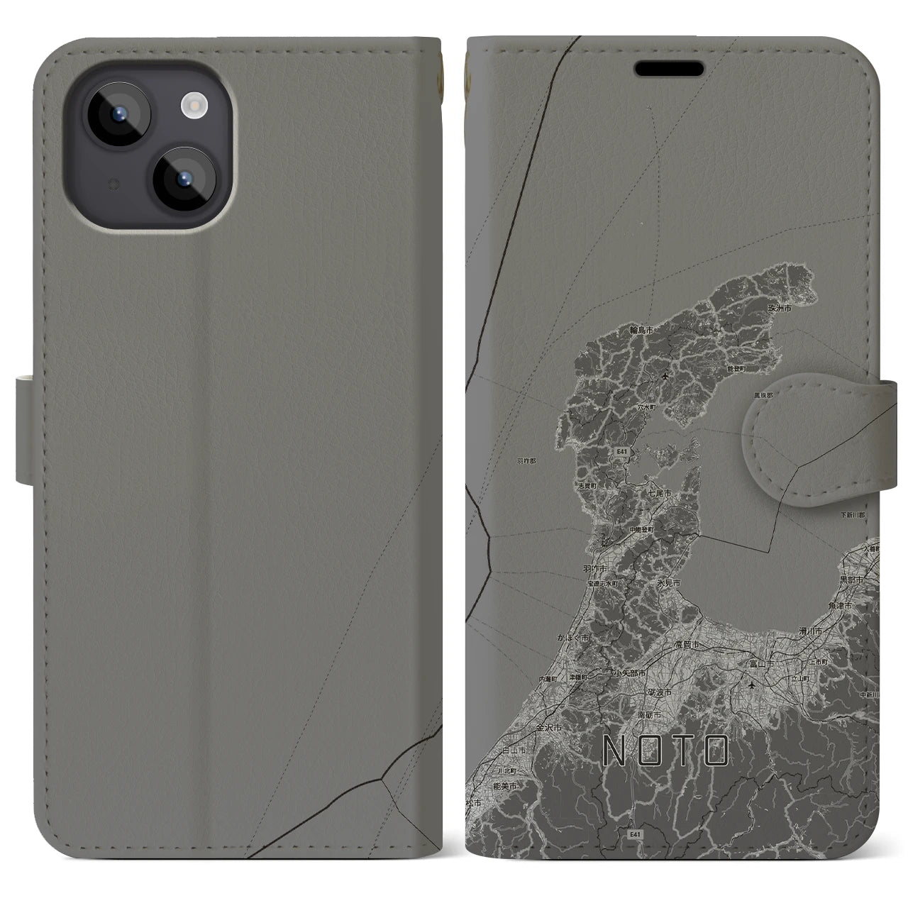 【能登2（石川県）】地図柄iPhoneケース（手帳タイプ）